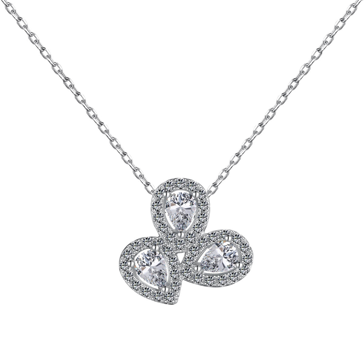 [Sparkling Aurora]Elegant Flower Shape Pear Cut Necklace