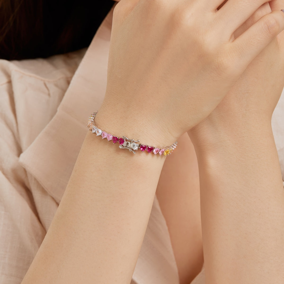 [Sparkling Aurora]Luxurious Colorful Romantic Heart Shape Lover Bracelet