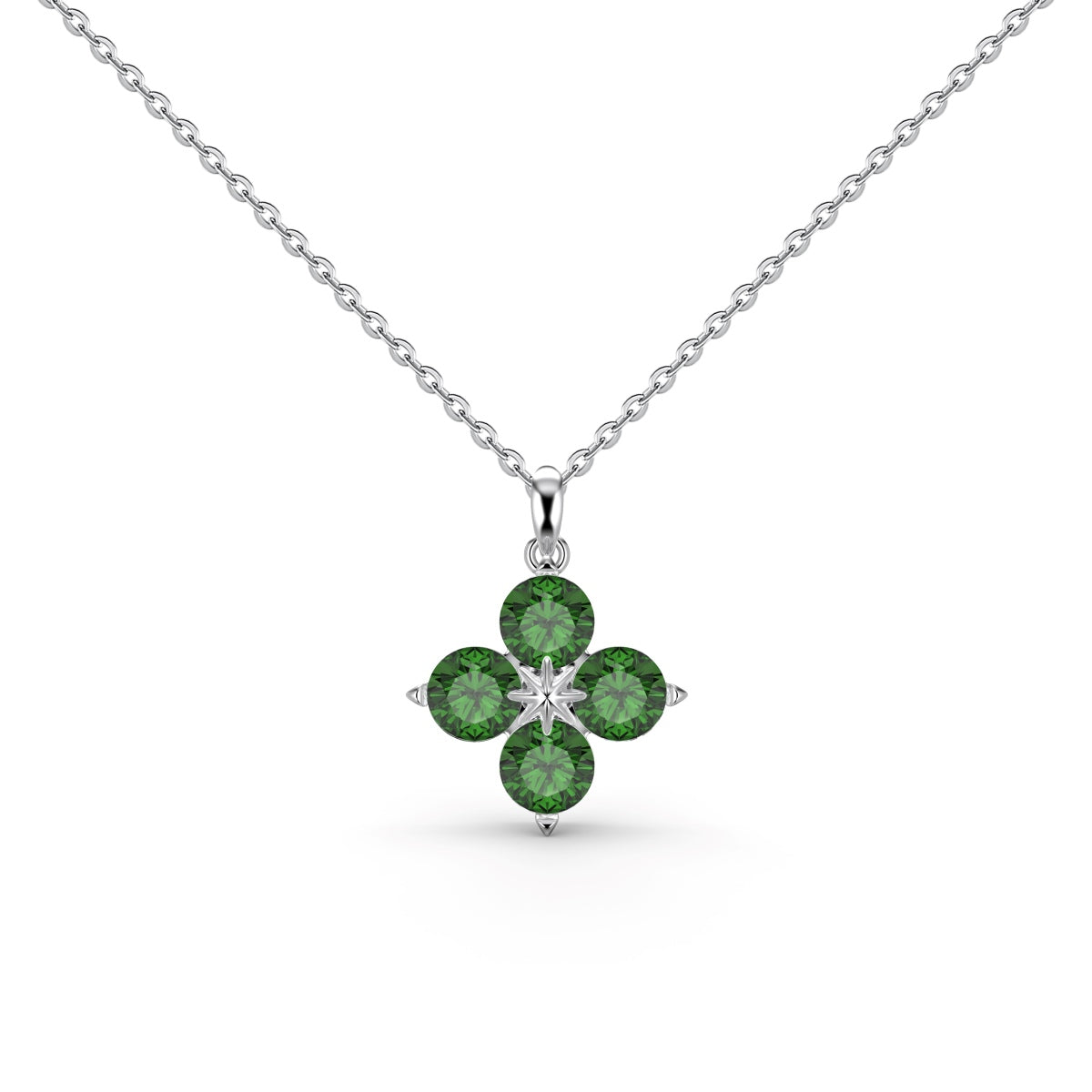 [Sparkling Aurora]Four-Leaf Clover And Eight-Pointed Star Necklace