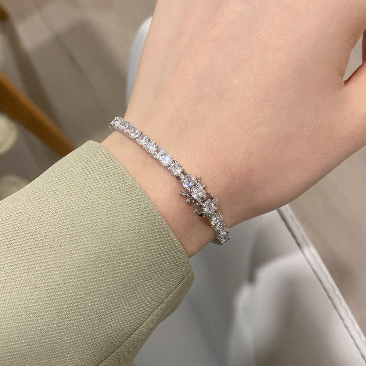 [Sparkling Aurora]Luxurious Ornate Round Cut Tennis Bracelet