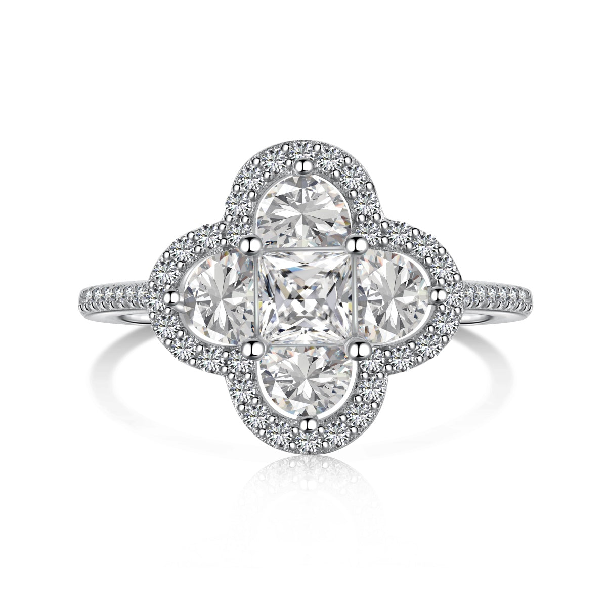 [Sparkling Aurora]Luxurious Eternity Flower Shape Banquet Ring