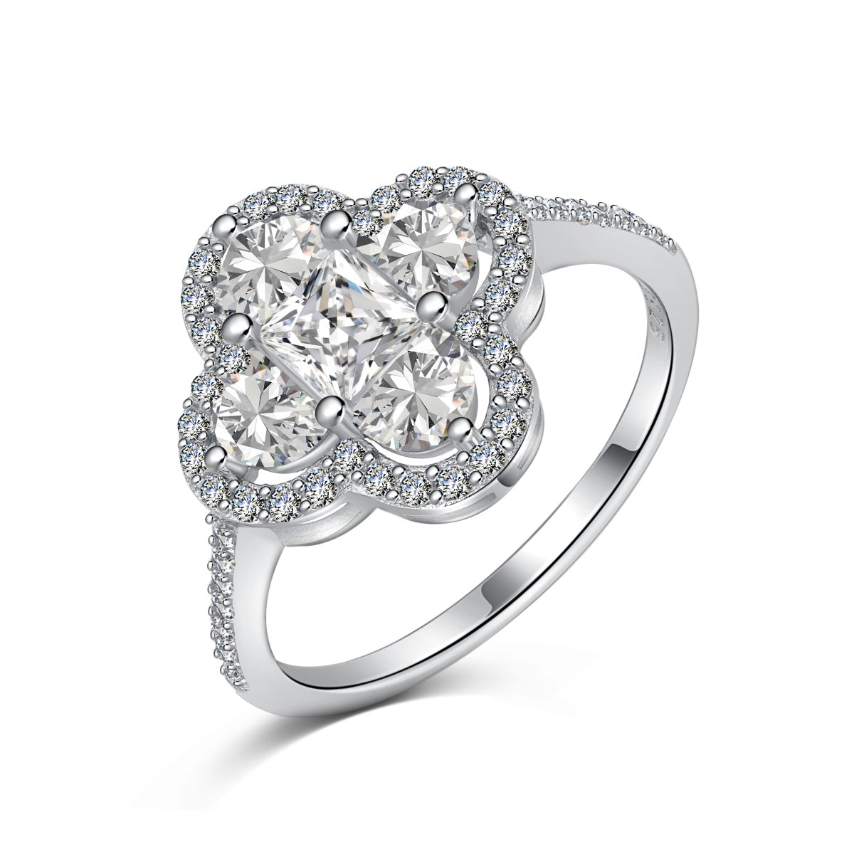 [Sparkling Aurora]Luxurious Eternity Flower Shape Banquet Ring