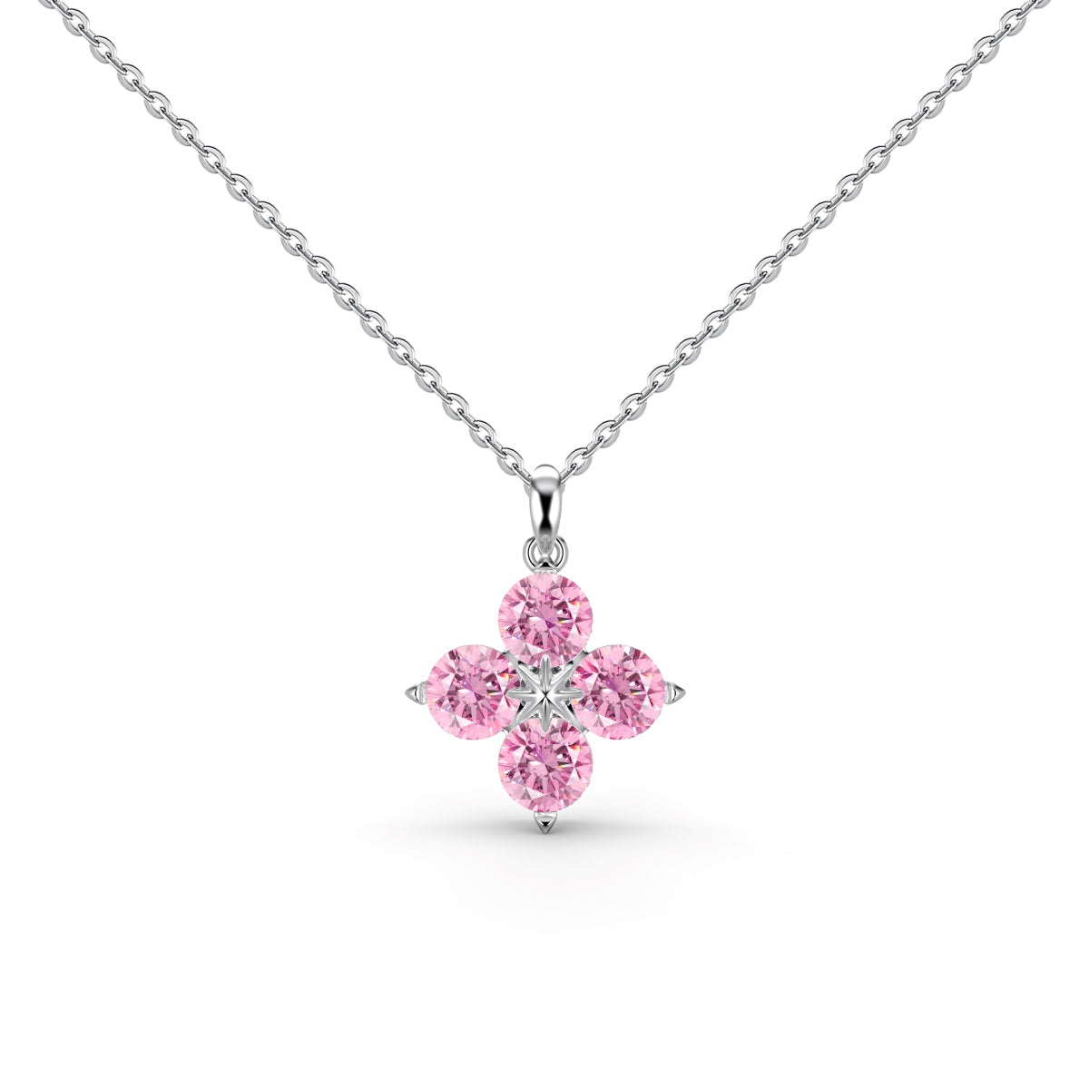 [Sparkling Aurora]Four-Leaf Clover And Eight-Pointed Star Necklace