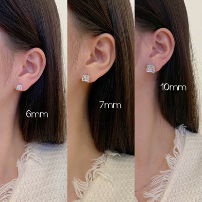 [Sparkling Aurora]Delicate Square Shape Earrings