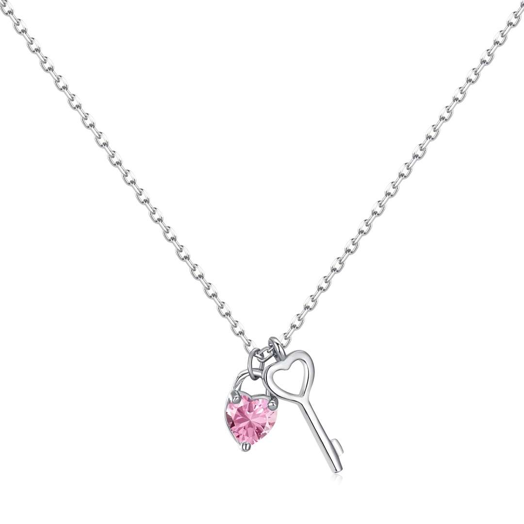 [Sparkling Aurora]Unique Heart Shape Key Pendent Necklace