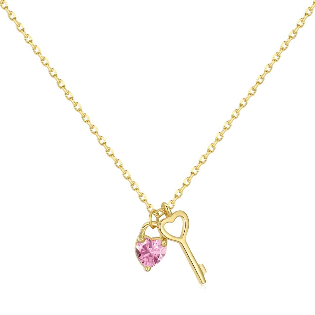 [Sparkling Aurora]Unique Heart Shape Key Pendent Necklace