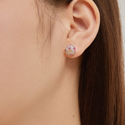 [Sparkling Aurora]Ornate Colorful Octagon Shape Daily Earrings