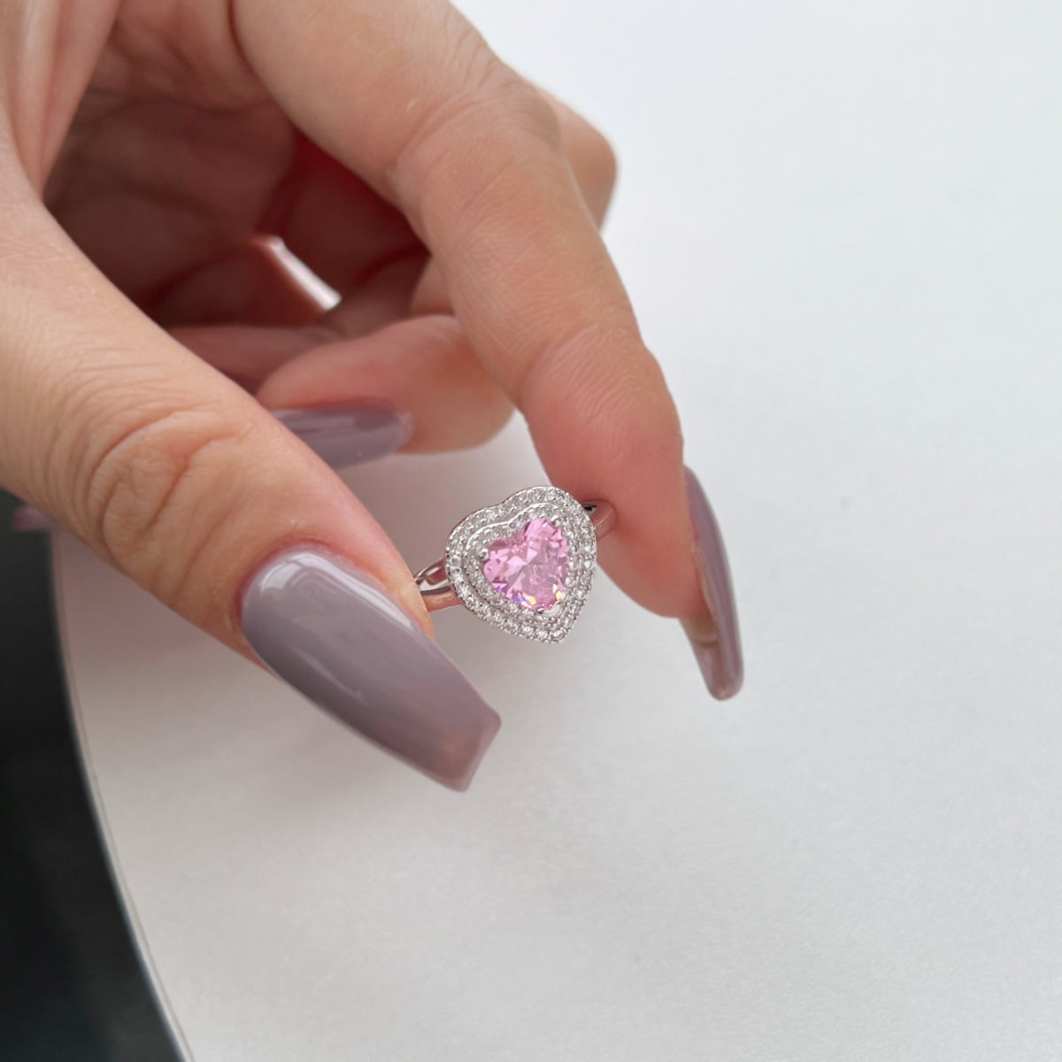 [Sparkling Aurora]Delicate Ebullient Heart Shape Wedding Ring