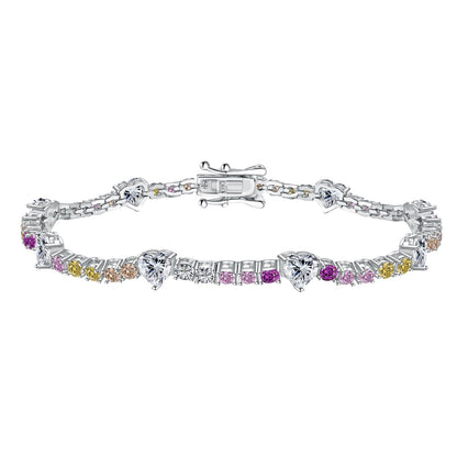 [Sparkling Aurora]Romantic Heart Shape Round Cut Lover Bracelet