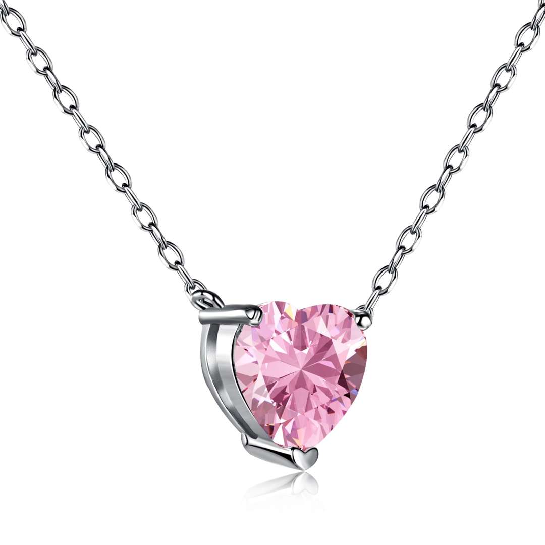 [Sparkling Aurora]Heart Shape Main Stone Pendant Collarbone Necklace