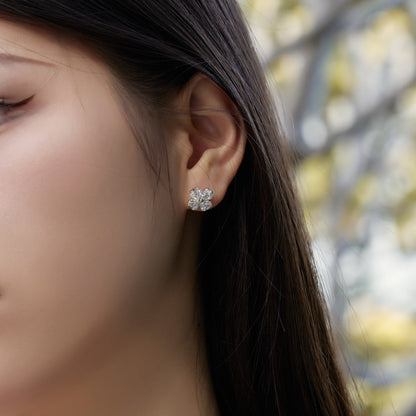 [Sparkling Aurora]Four-Leaf Clover Ball Earrings