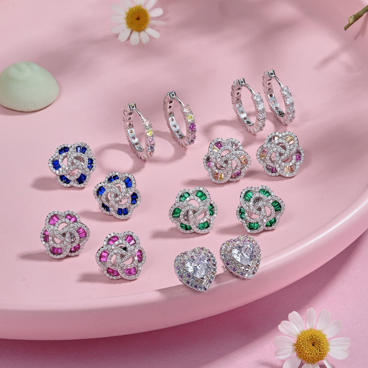 [Sparkling Aurora]Radiant Colorful Round Cut Earrings