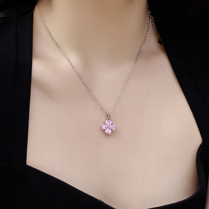 [Sparkling Aurora]Heart-Shaped Four-Leaf Clover Bead Necklace