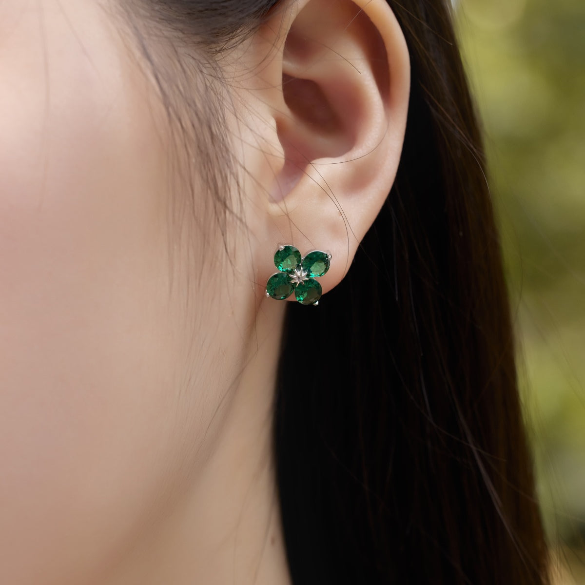 [Sparkling Aurora]Four-Leaf Clover Eight-Pointed Star Earrings