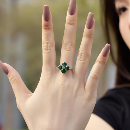 [Sparkling Aurora]Four-Leaf Clover Eight-Pointed Star Ring