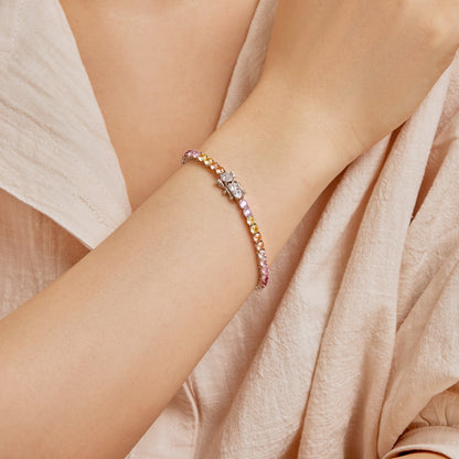 [Sparkling Aurora]Radiant Colorful Round Cut Tennis Bracelet