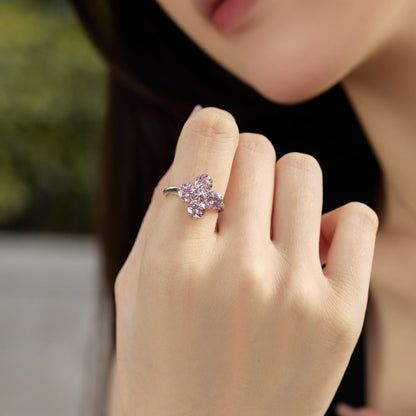 [Sparkling Aurora]Four-Leaf Clover Eight-Pointed Star Ring