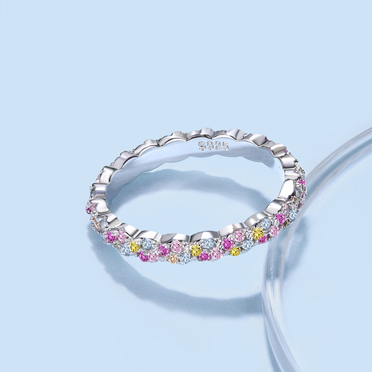 [Sparkling Aurora]Dainty Ebullient Round Cut Daily Ring