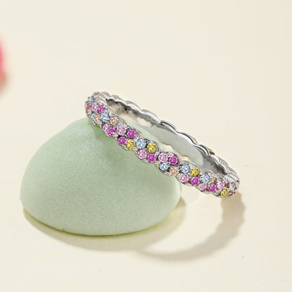 [Sparkling Aurora]Dainty Ebullient Round Cut Daily Ring