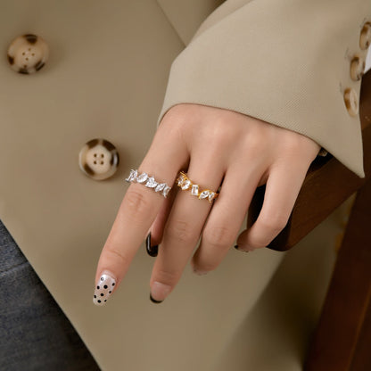 [Sparkling Aurora]Delicate Multi Cut Ring